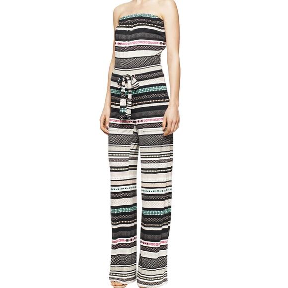 Diane Von Furstenberg Ani Jersey Sleevelss Jumpsuit Multicolor banded dot Size 4 - Picture 1 of 9